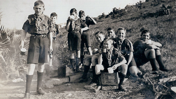 Historic photo of Scouts on a camp