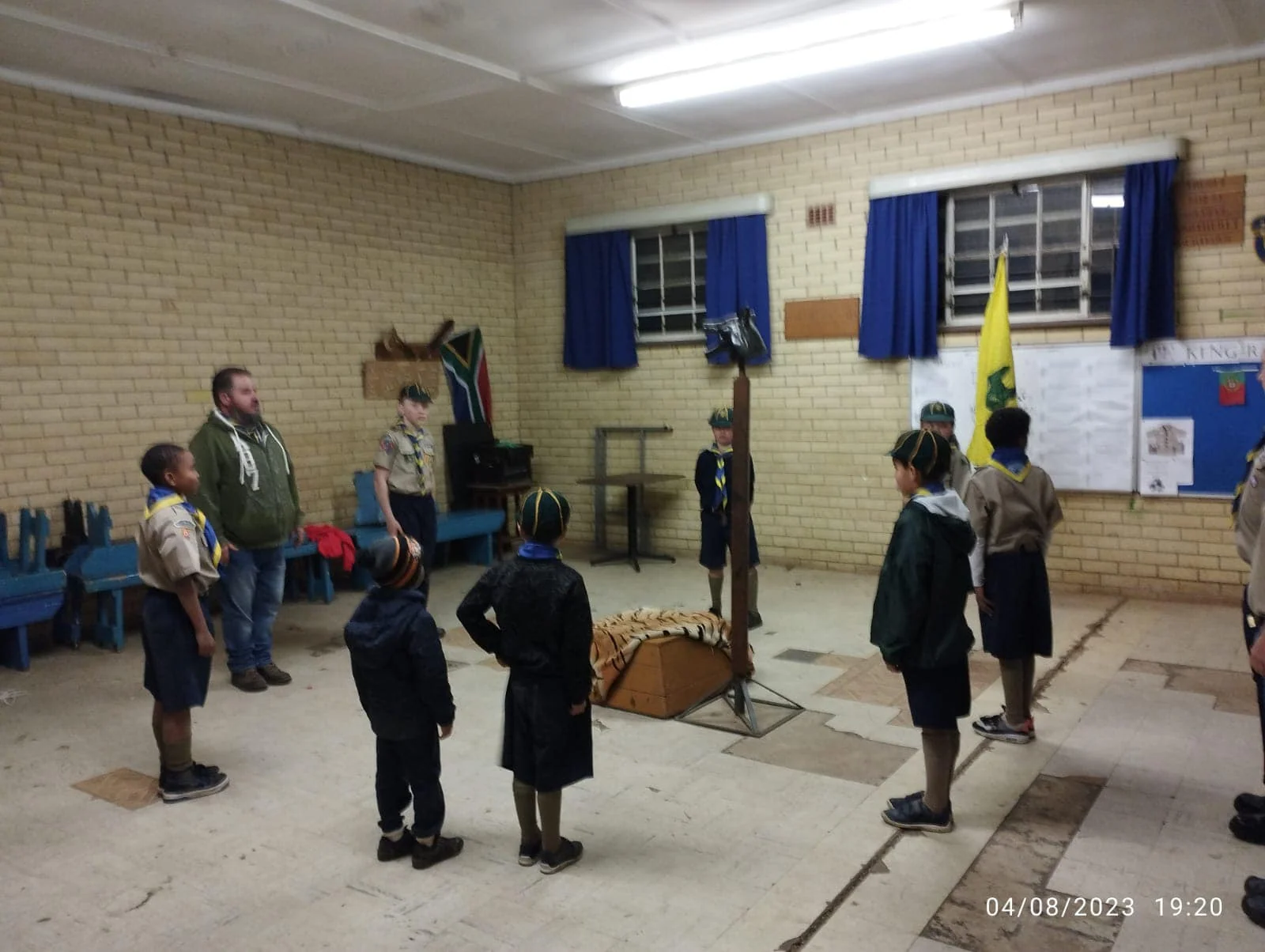 Moving On ceremony: Lukas goes up to Scouts